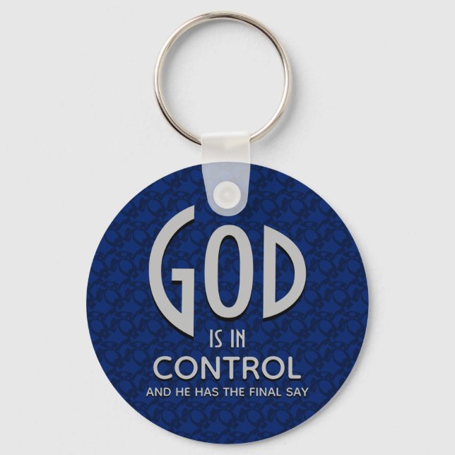 Inspirational GOD IS IN CONTROL Christian Keychain (Front)
