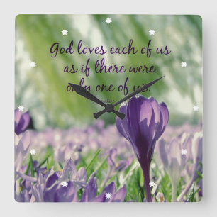 Inspirational God Loves Each of Us Quote Square Wall Clock