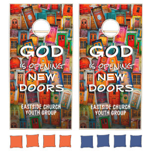 Inspirational God Open Doors Custom Name Cornhole Set