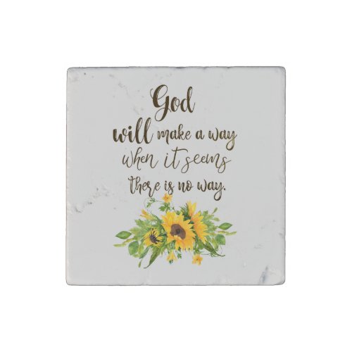 Inspirational God Will Make a Way Faith Quote Stone Magnet