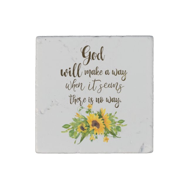 Inspirational God Will Make a Way Faith Quote Stone Magnet (Front)