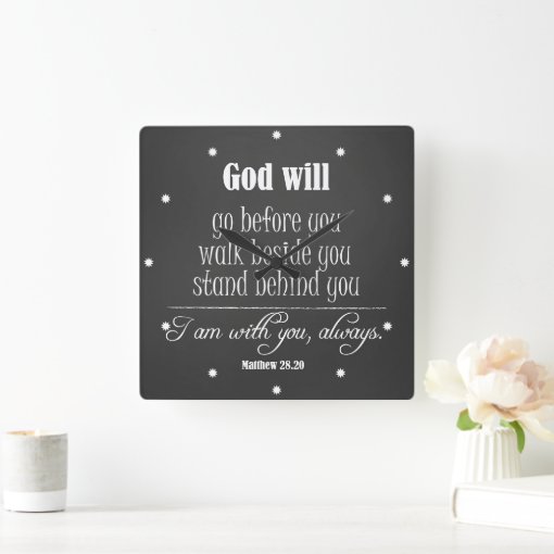 Inspirational God Will Quote with Bible Verse Square Wall Clock Zazzle