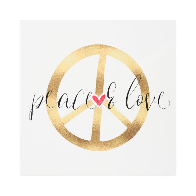Inspirational Gold Peace Sign Heart (Front)
