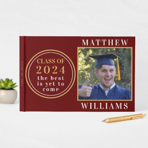 Inspirational Gold Photo Class of 2024 Graduation Guest Book
