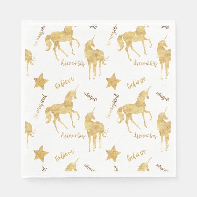 Inspirational Gold Unicorns Stars   Napkins (Front)