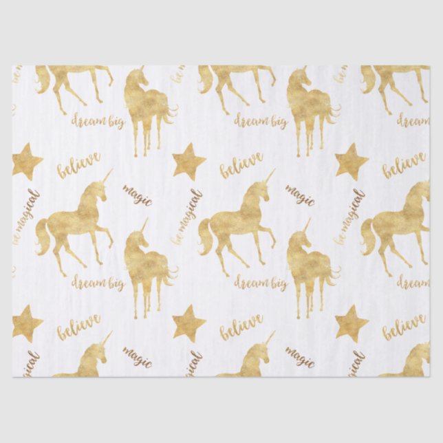 Inspirational Gold Unicorns Stars    Tissue Paper (Front)