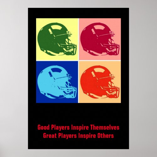 Inspirational Good Players Pop Art Football Helmet Poster