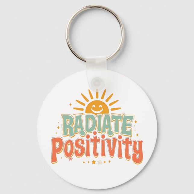 Inspirational Good Vibes and Happiness Keychain (Front)