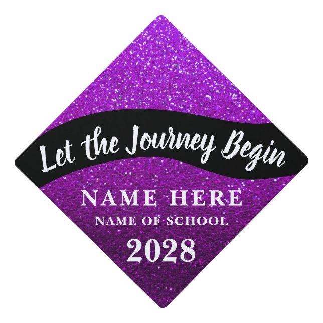Inspirational Graduation Journey Glitter Sparkles  Cap Topper (Front)