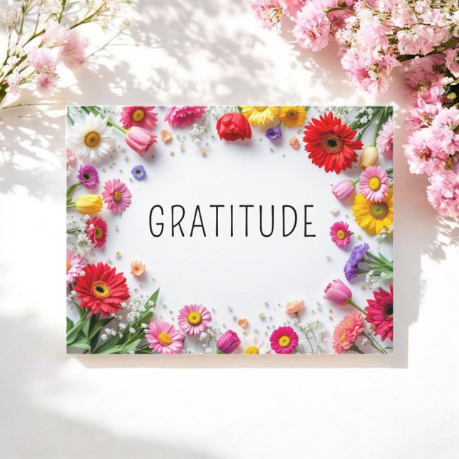 Inspirational Gratitude Quote Colorful Floral Postcard (Creator Uploaded)