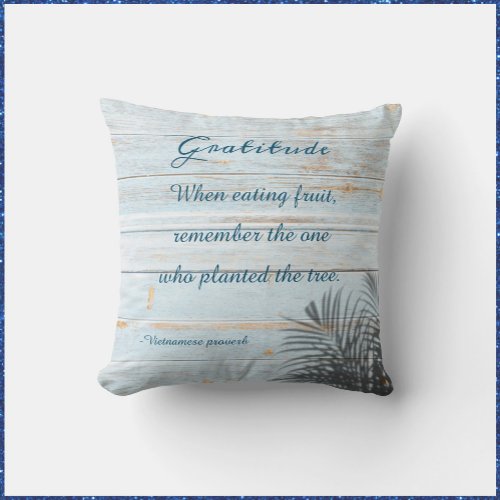 Inspirational Gratitude Saying Throw Pillow