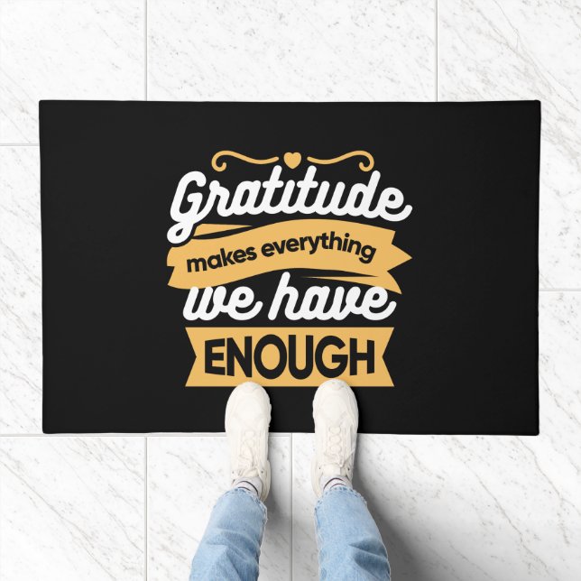 Inspirational Gratitude Typography Quotes Doormat (Indoor)