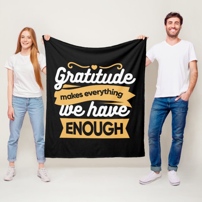 Inspirational Gratitude Typography Quotes Fleece Blanket (In Situ)
