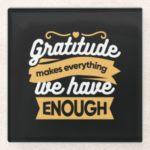Inspirational Gratitude Typography Quotes Glass Coaster