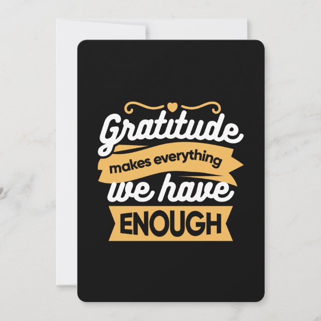 Inspirational Gratitude Typography Quotes Invitation (Front)