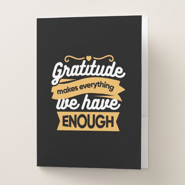 Inspirational Gratitude Typography Quotes Pocket Folder (Front)