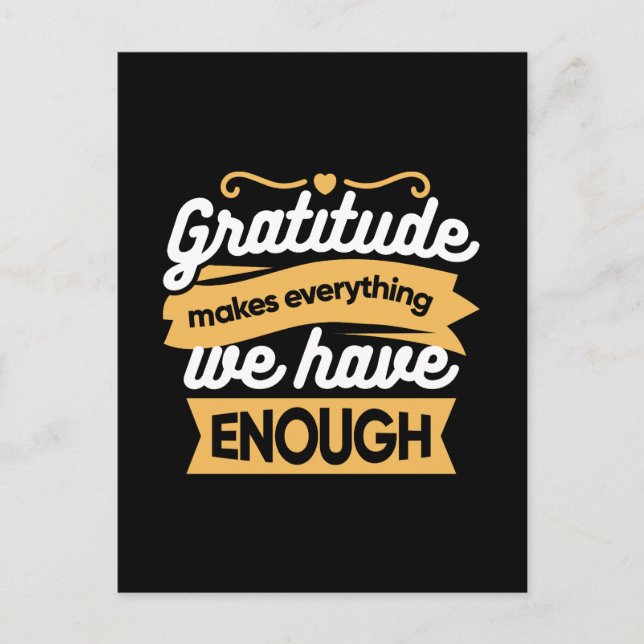 Inspirational Gratitude Typography Quotes Postcard (Front)