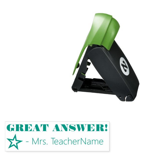 Inspirational "GREAT ANSWER!" + Custom Tutor Name Pocket Stamp (Open with Design)