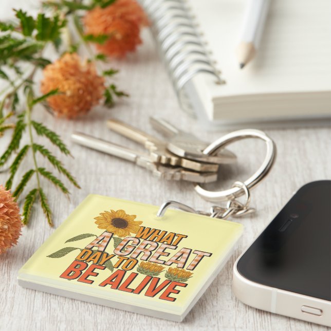 Inspirational Great Day Wordart Key Keychain (Front Right)