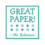 [ Thumbnail: Inspirational "Great Paper!" + Custom Tutor Name S Self-Inking Stamp ]