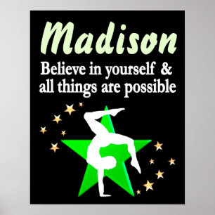 INSPIRATIONAL GREEN PERSONALIZED GYMNASTICS POSTER