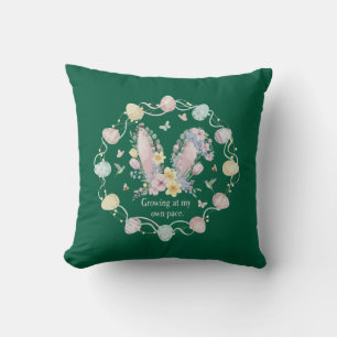 Inspirational "Growing at my own pace" Floral Throw Pillow