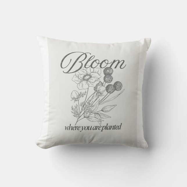Inspirational Growth Quote Tee Throw Pillow (Front)