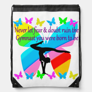 INSPIRATIONAL GYMNASTICS GIRL BUTTERFLY DESIGN DRAWSTRING BAG