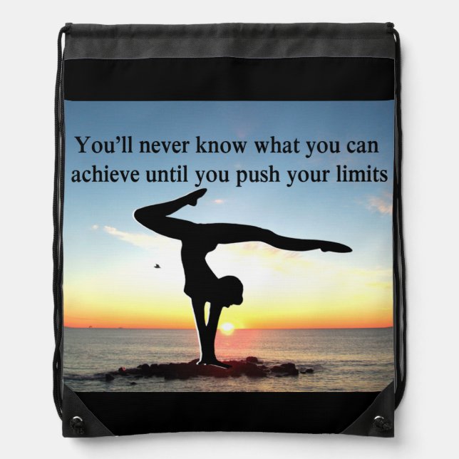 INSPIRATIONAL GYMNASTICS QUOTE DESIGN DRAWSTRING BAG (Front)