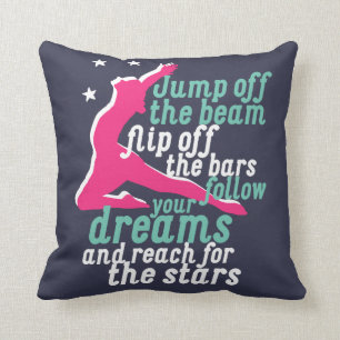 Inspirational Gymnastics Quote for Gymnast Girl Throw Pillow