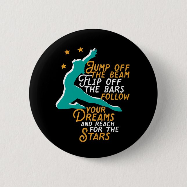 Inspirational Gymnastics Sport Quote Gymnast Girl Button (Front)