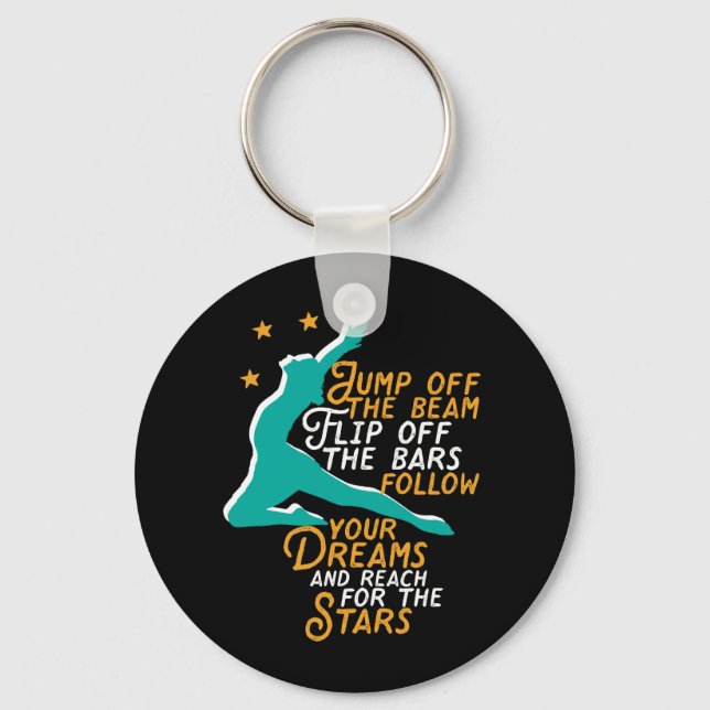 Inspirational Gymnastics Sport Quote Gymnast Girl Keychain (Front)