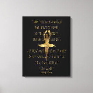 Inspirational Hafiz Dance Quote Gold Ballet Dancer Canvas Print
