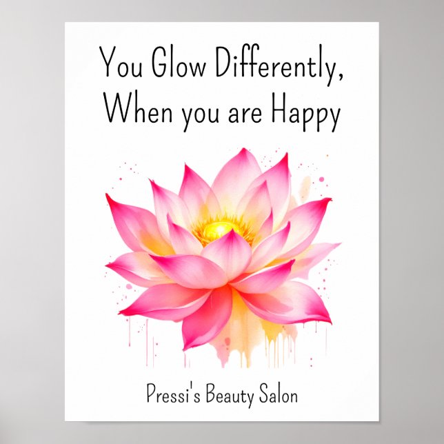 Inspirational Happiness Quote Pink Self Care  Poster (Front)