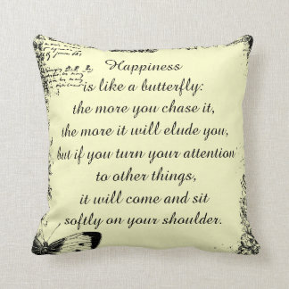 Inspirational Happiness Quote Throw Pillow