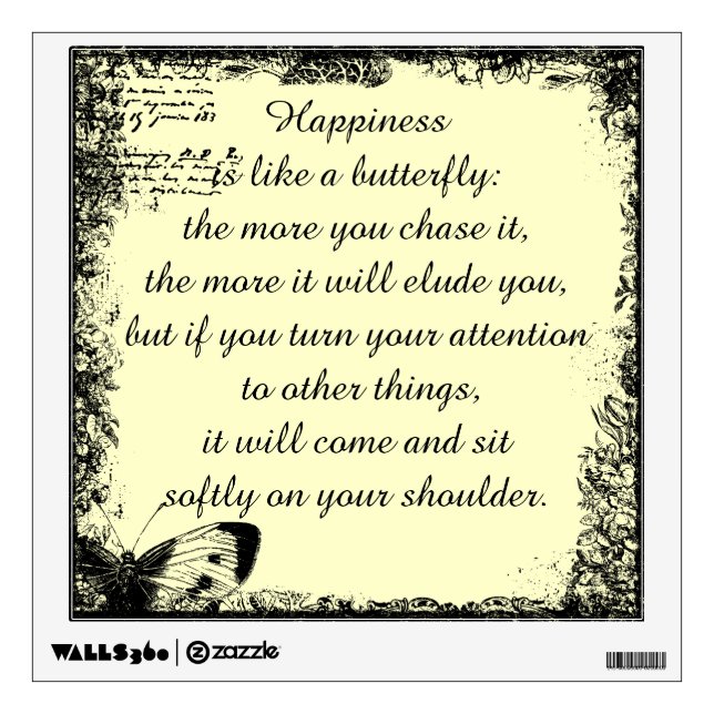 Inspirational Happiness Quote Wall Decal (Front)