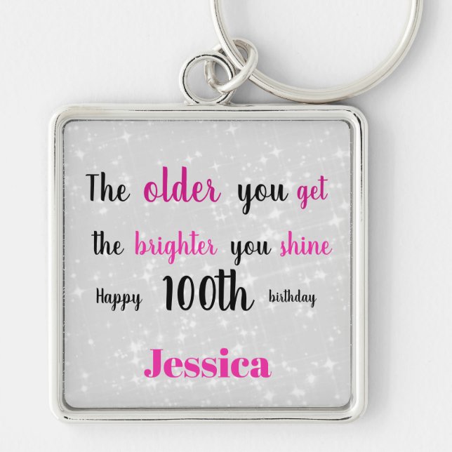 Inspirational Happy 100th  Birthday Keychain (Front)