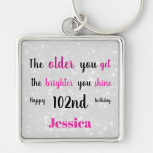 Inspirational Happy 102nd Birthday Keychain