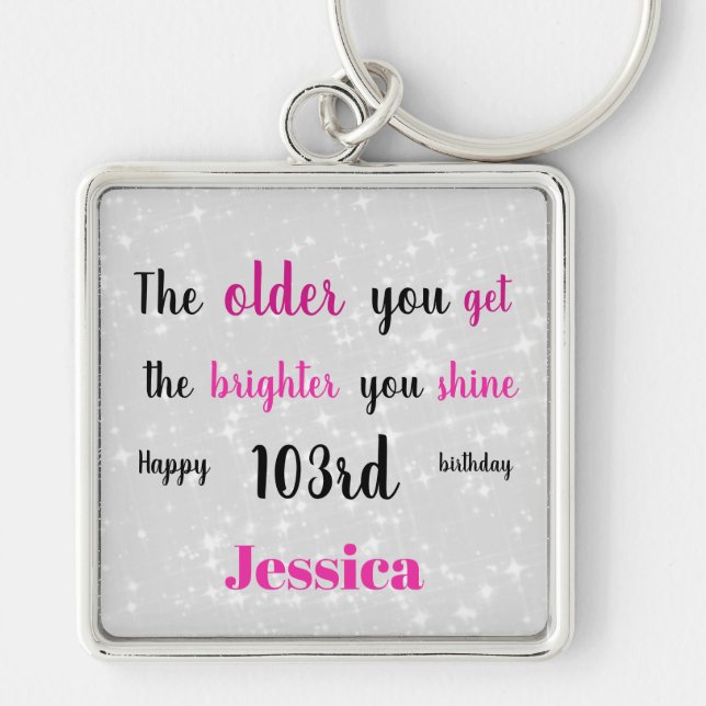 Inspirational Happy 103rd Birthday Keychain (Front)