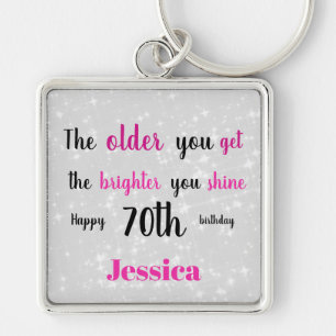 Inspirational Happy 70th Birthday Keychain