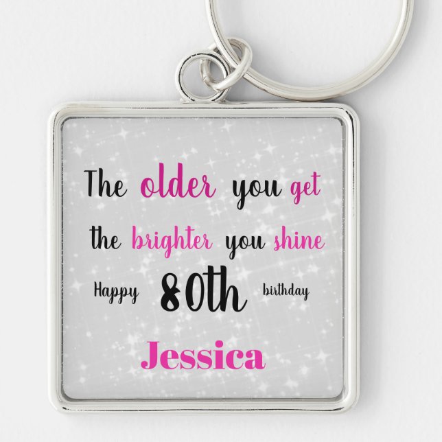 Inspirational Happy 80th Birthday Keychain (Front)