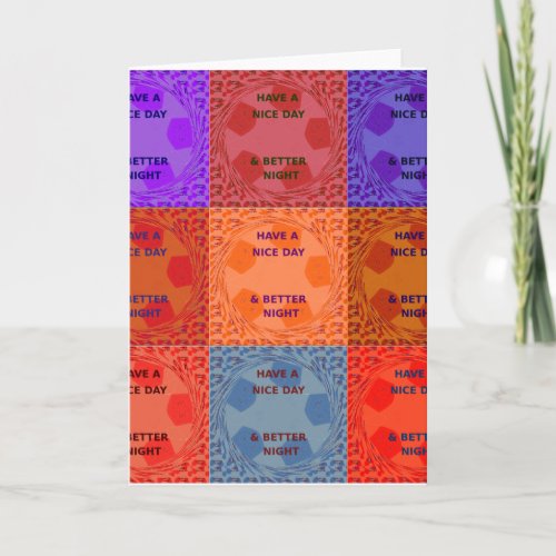 Inspirational Have a Nice Day Checkered Pop Text  Card