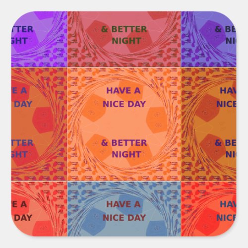 Inspirational Have a Nice Day Checkered Pop Text  Square Sticker