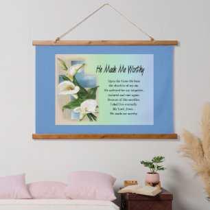 Inspirational He Made Me Worthy Framed Art Hanging Tapestry