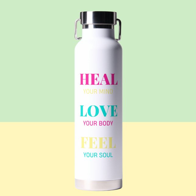 Inspirational Heal Your Mind Pattern Water Bottle (Creator Uploaded)