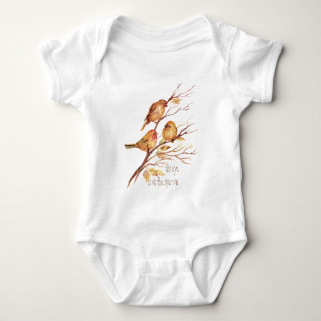 Inspirational His Eye is on the Sparrow, Baby Bodysuit (Front)