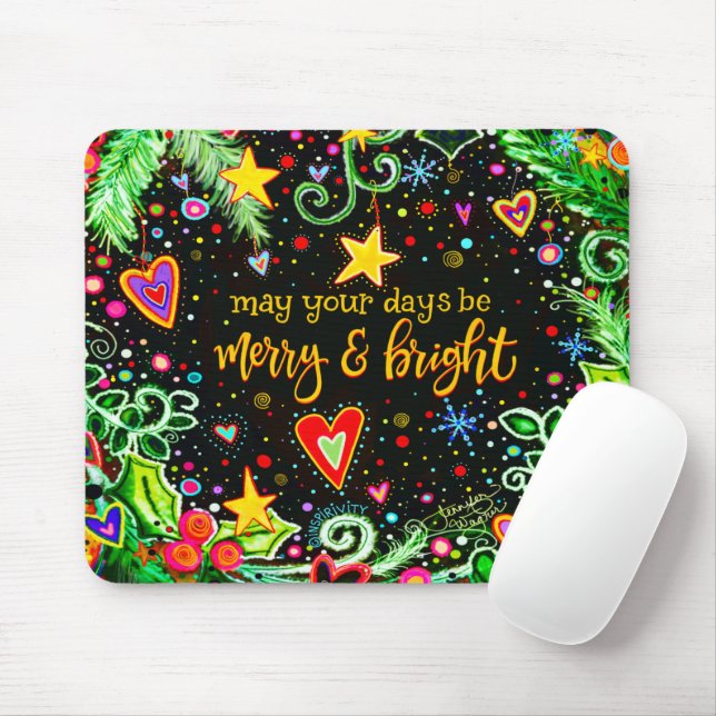 Inspirational Holiday Merry Bright Christmas Mouse Pad (With Mouse)