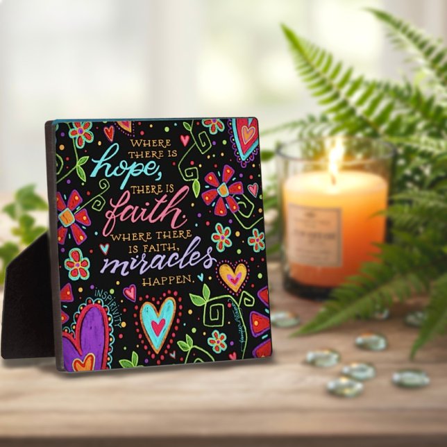 Inspirational Hope Faith Miracles Black Pretty Plaque (Creator Uploaded)