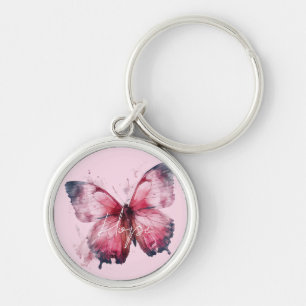 Inspirational Hope Pink Butterfly Keychain