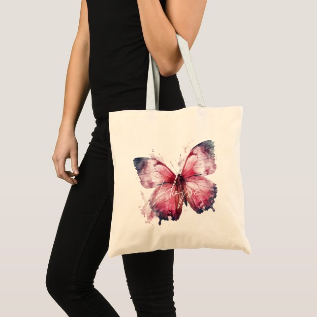 Inspirational Hope Pink Butterfly Tote Bag (Front (Product))